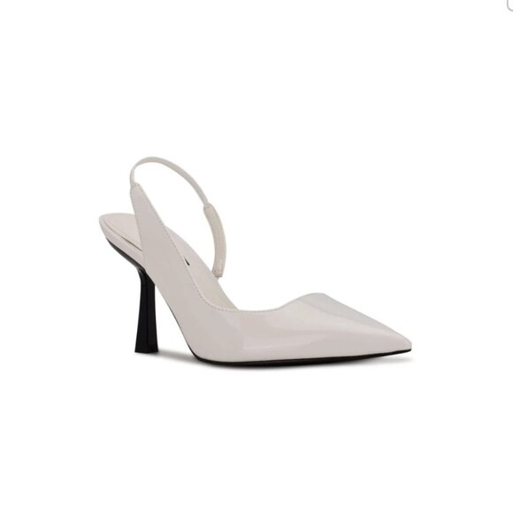 NEW Nine West Women's White Mollie Pointy Toe Heeled Slingbacks Pumps Size 7.5 - Picture 1 of 5